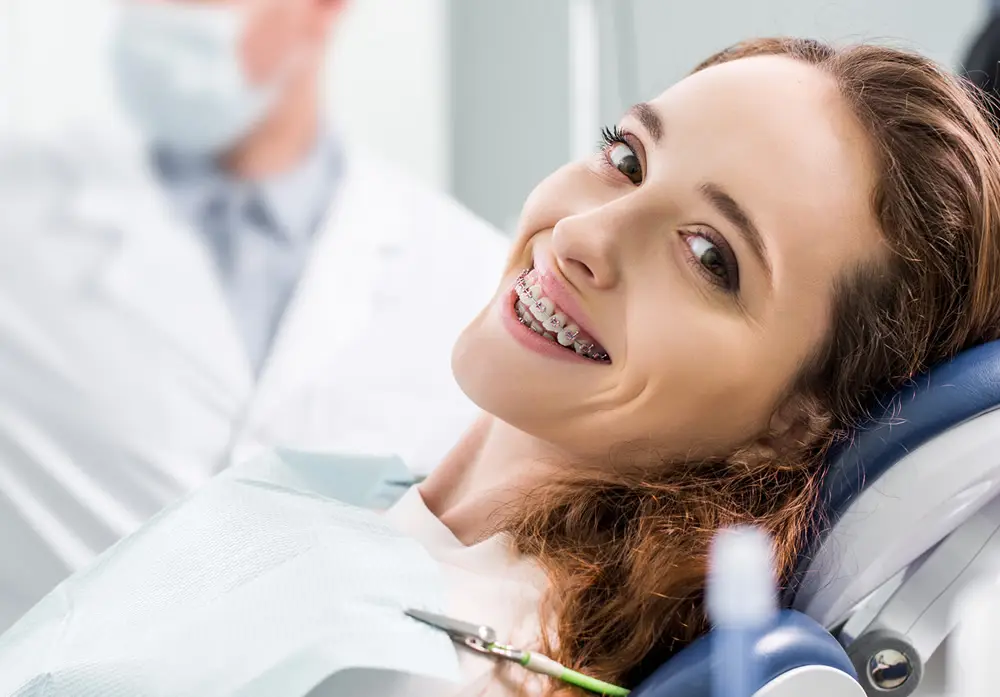 Patient with fixed braces
